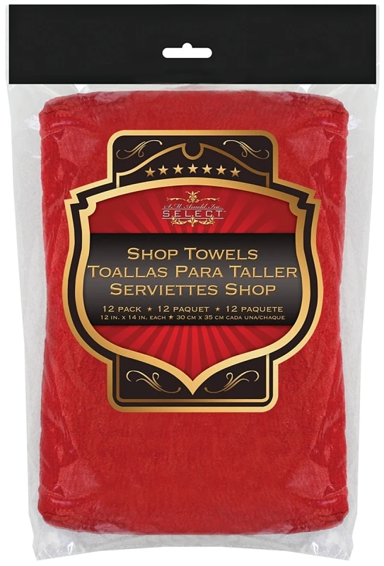 Select 85-765 Mechanic Red Woven Shop Towel, 100% Cotton, 13 In X 15 In