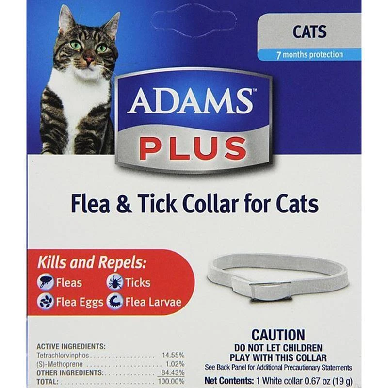Adams Plus Breakaway Flea & Tick Collar For Cats - 7 Months Protection, White