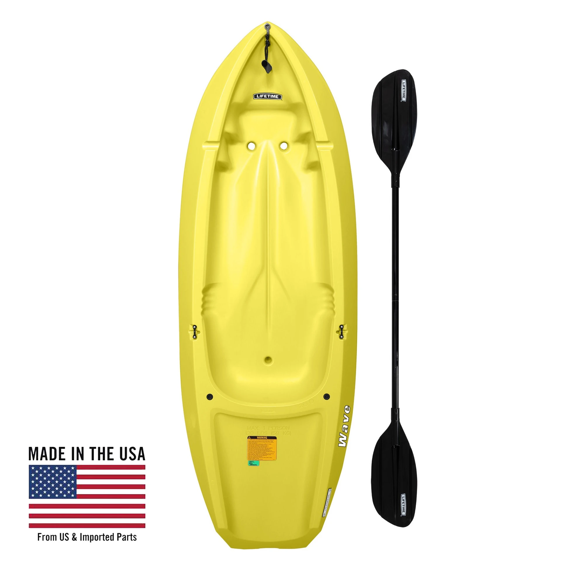 6' Yellow Youth Wave Kayak With Paddle And Foam Backrest, Model 90100