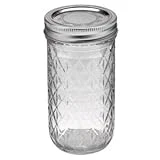 Quilted Crystal Glass Jelly Jars, Regular-Mouth, 8 oz., 12-Pk