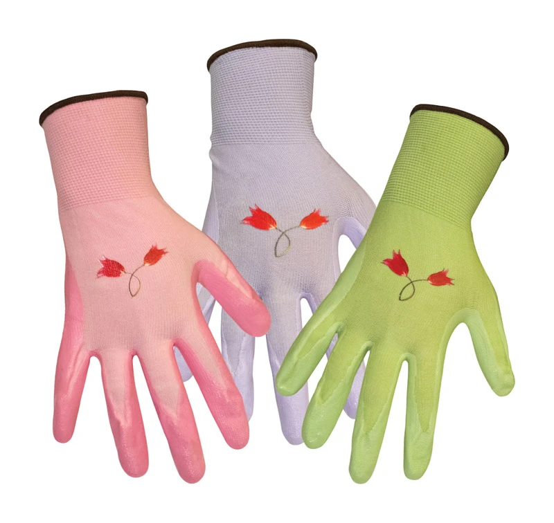 Boss Women's Indoor/Outdoor Nitrile Coated Gardening Gloves Assorted L 1 pk