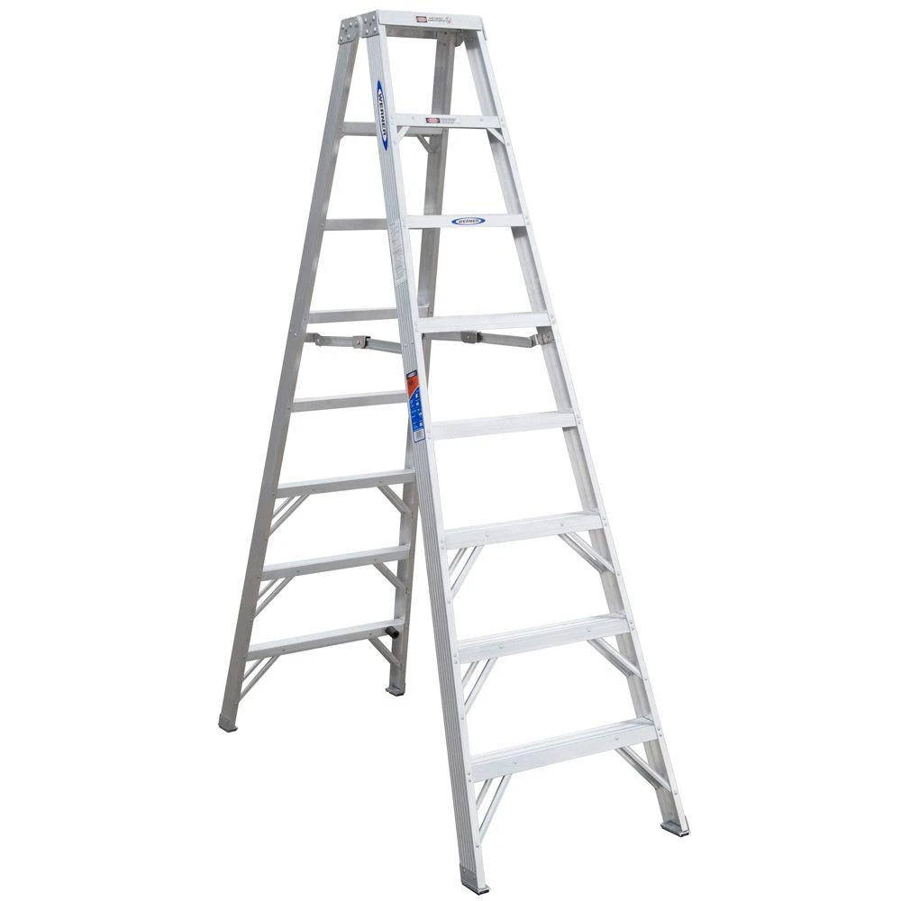 8-ft Aluminum Type 1a Twin Step Ladder With 300 Lb Load Capacity Model T378