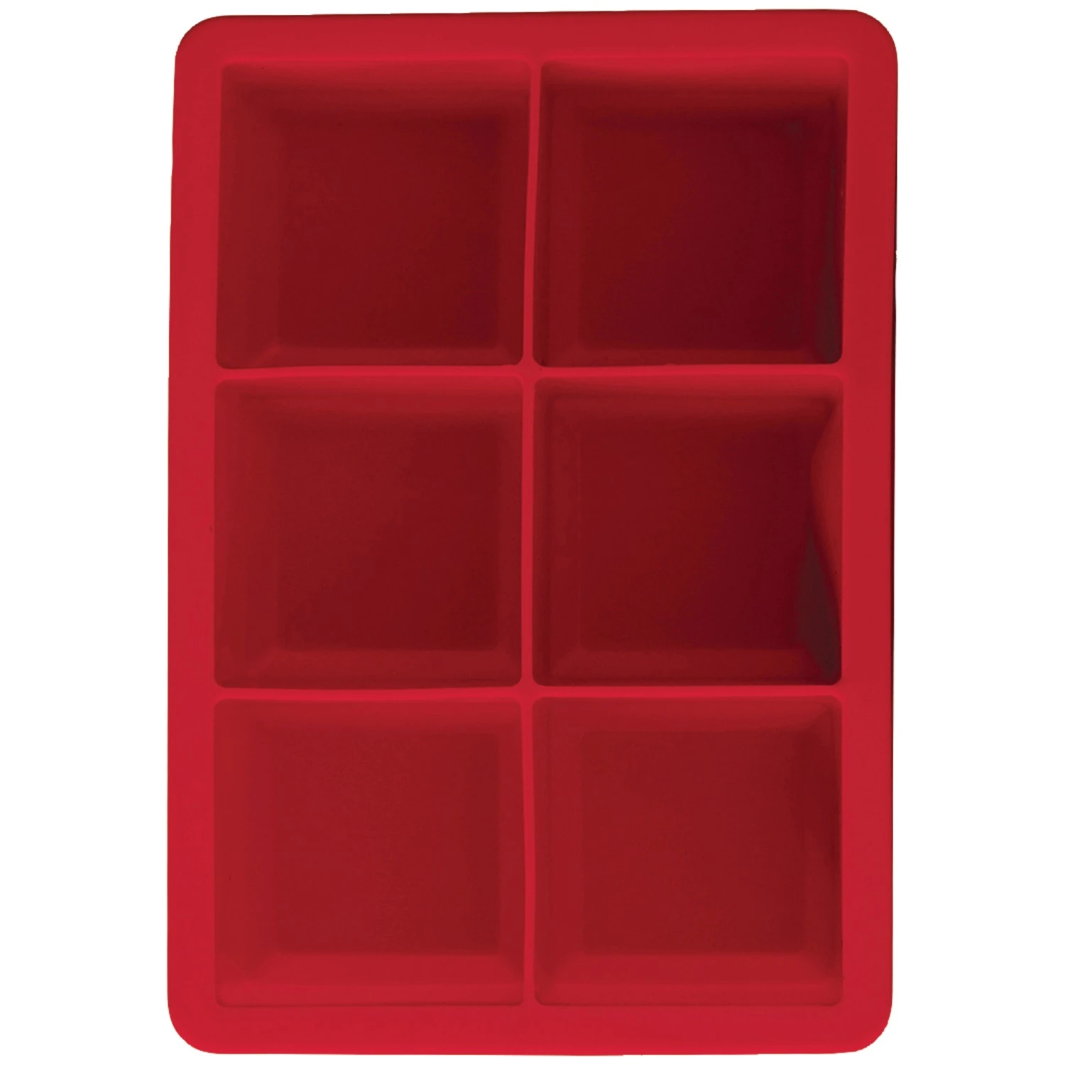 Red Silicone Ice Tray - W6330t - Dishwasher Safe - Makes 6 Large Ice Cubes