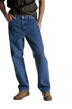 Men's Relaxed Fit Double Knee Workhorse Jean, Stonewashed Indigo Blue, 44 X 32