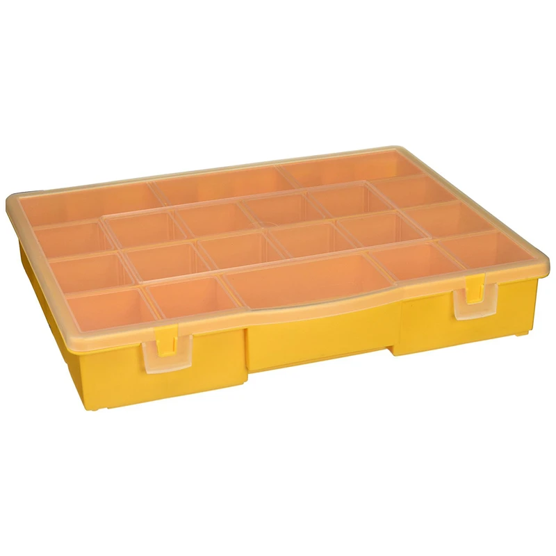Stack-on 17 Compartment Portable Storage Box, 11.75 In. L X 14.5 In. W X 2.75 In. H, Yellow