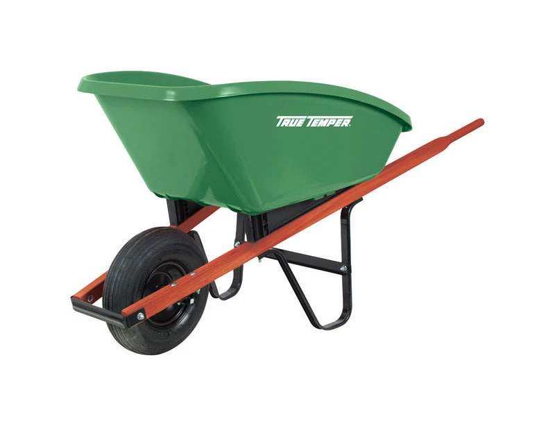 5 Cubic Feet Poly Wheelbarrow With Flat Front And Steel Undercarriage