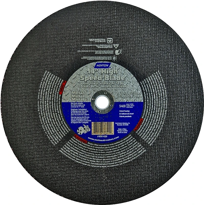 66252837841 14 Inch Cut-off Wheel, 1/8 Inch Thick, 1 Inch Arbor, 24 Grit