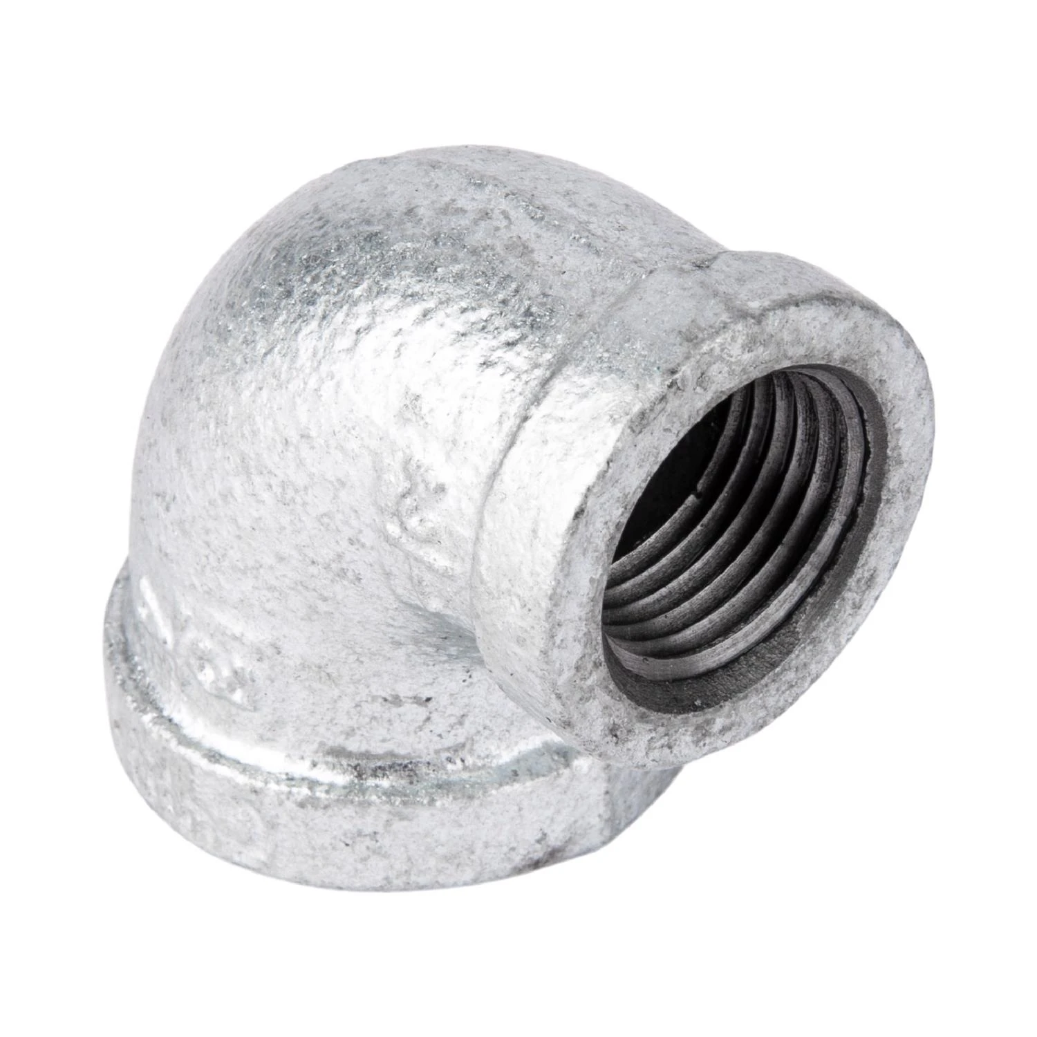 Three Quarter Inch by One Half Inch Galvanized Steel Pipe Reducing Elbow Fitting