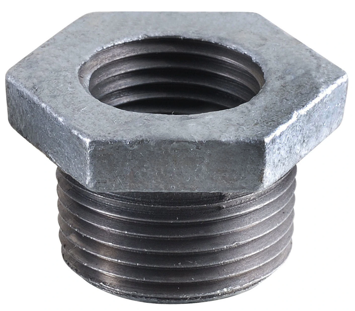 Three Quarter Inch by Three Eighths Inch Galvanized Steel Pipe Bushing
