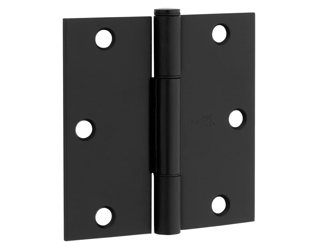 SqueakGuard Door Hinges, Square Corners, Matte Black, 3-1/2 In., 3-Pk.