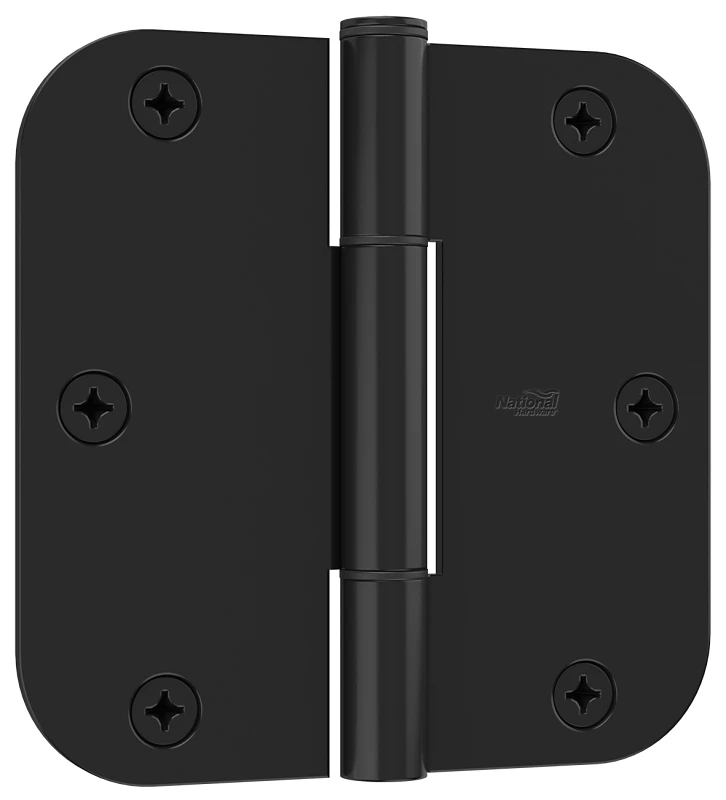 SqueakGuard Door Hinges, 5/8 In. Round Corners, Matte Black, 3-1/2 In., 3-Pk.