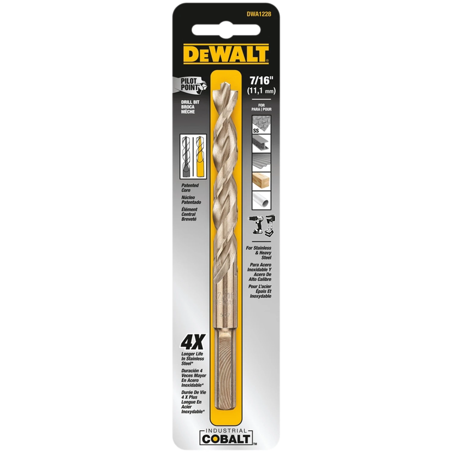 7/16 In. Cobalt Pilot Point Industrial Drill Bit - Model Dwa1228