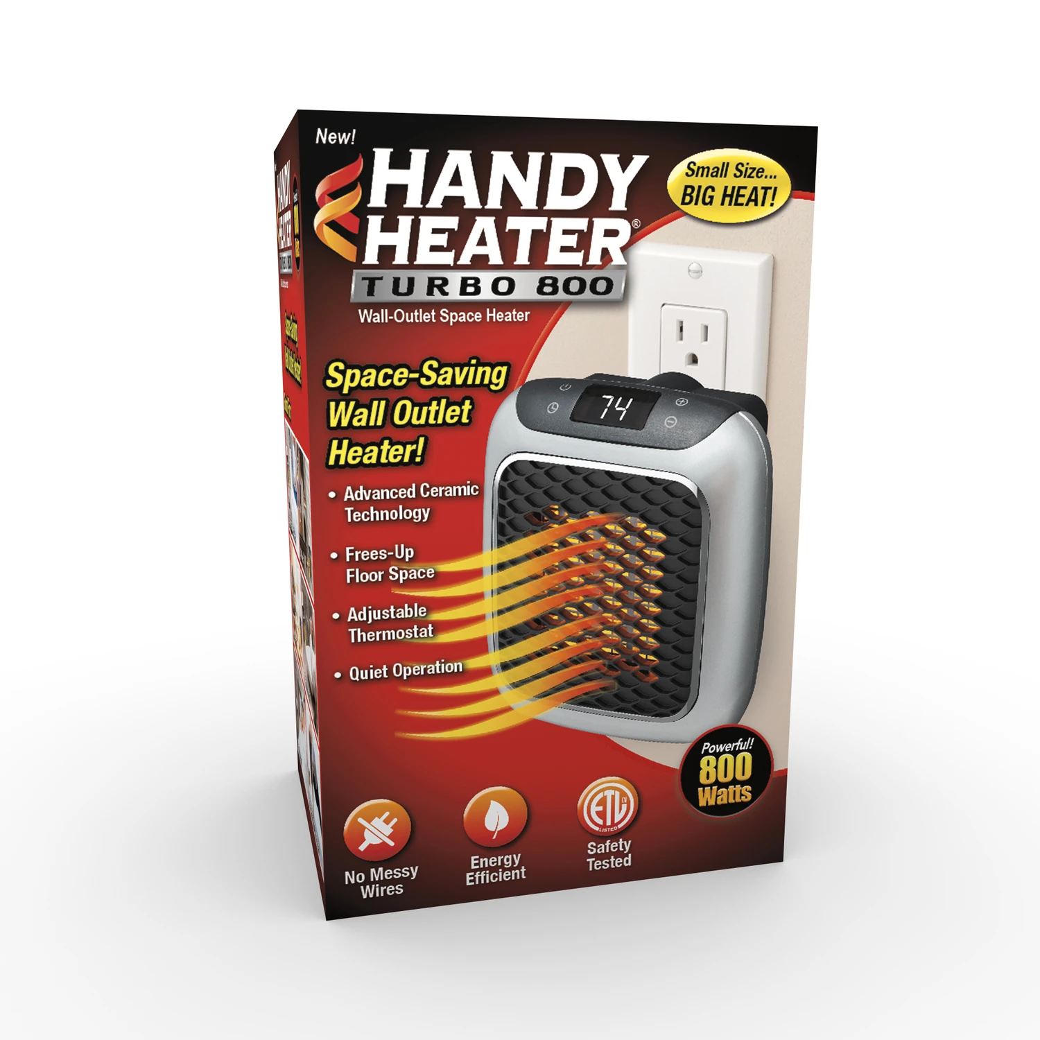 Turbo 800 Wall Outlet Ceramic Space Heater With 12-hour Timer