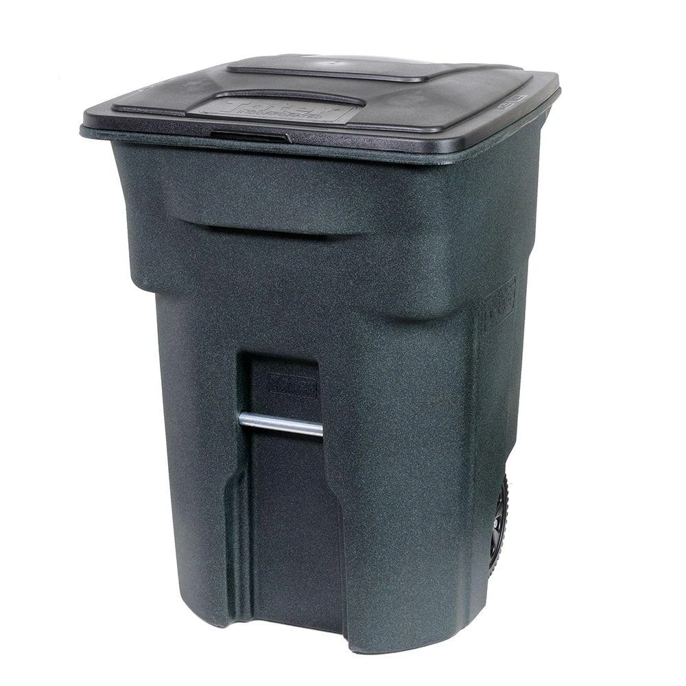 96 Gallon Greenstone Commercial Trash Can With Attached Lid And Wheels