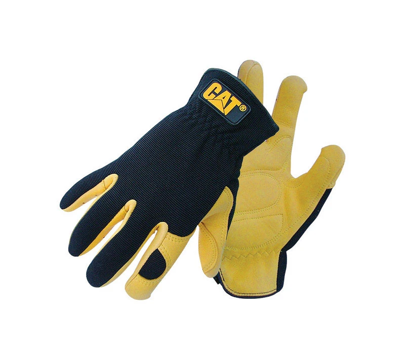 Cat012205l Large Deerskin/spandex Padded Gloves With Gel Pad, Blue/yellow