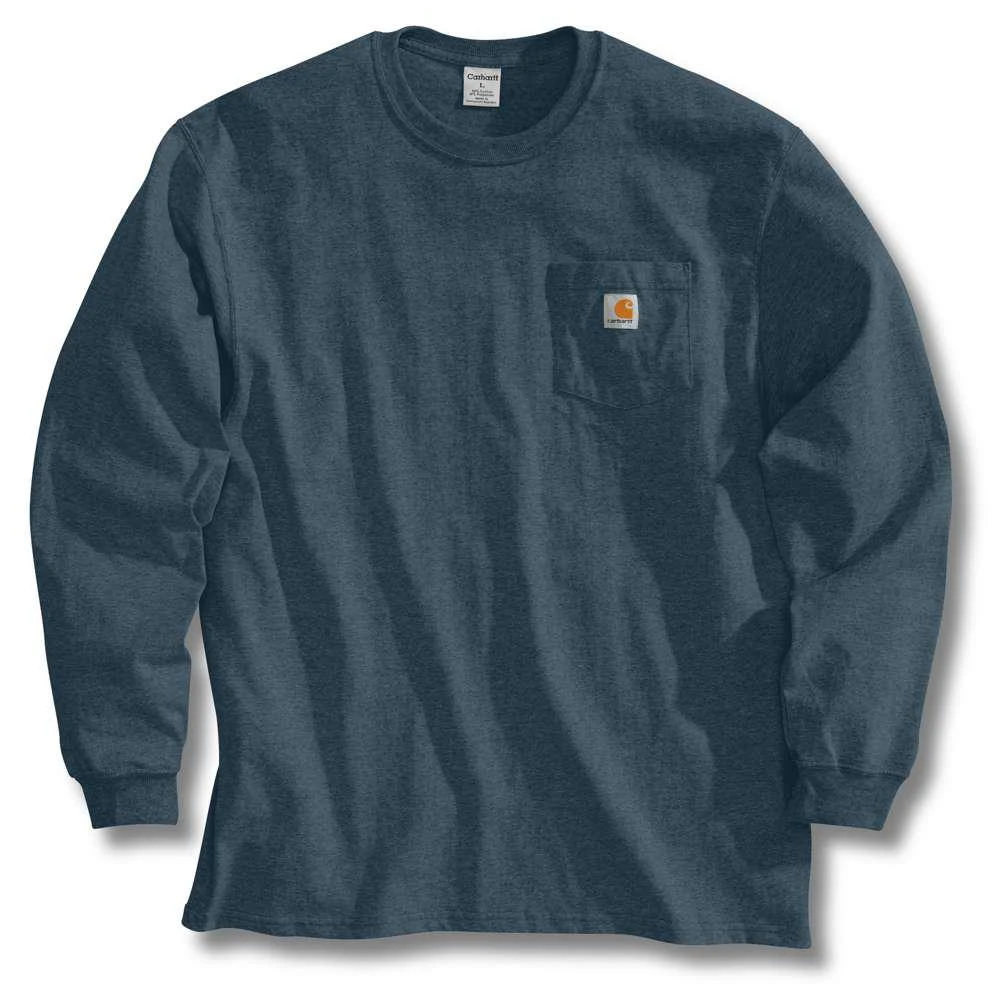 Men's Regular Xx Large Bluestone Cotton Long-sleeve Pocket T-shirt