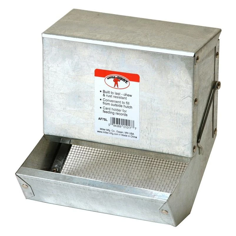 7 Inch Galvanized Rabbit Feeder With Sifter Bottom And Lid - Af7sl
