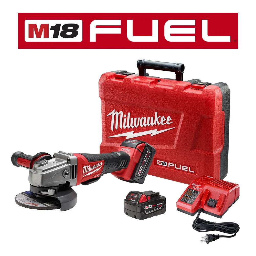 M18 Fuel 18-volt Lithium-ion Brushless Cordless 4-1/2 In. / 5 In. Grinder Kit With (2) 5.0ah Batteries