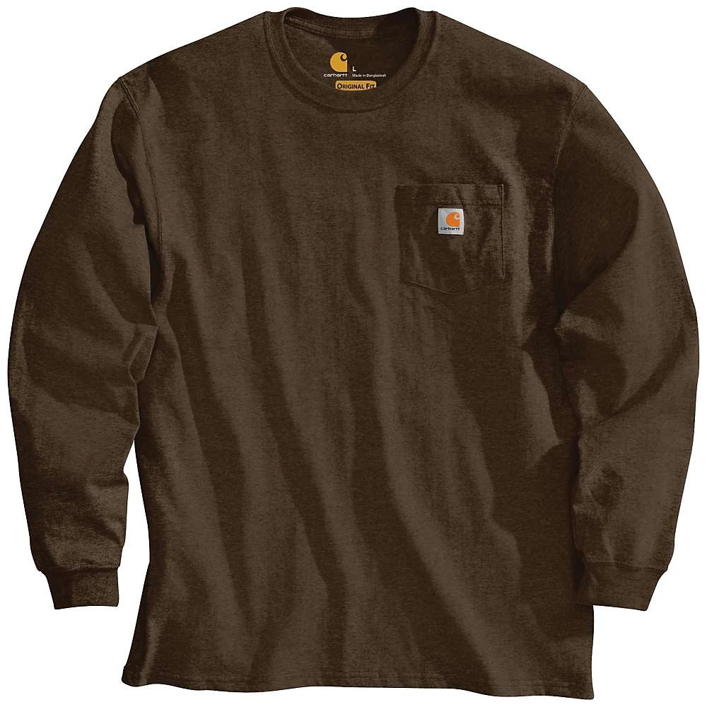 Men's Regular X Large Dark Brown Cotton Long-sleeve Pocket T-shirt K126