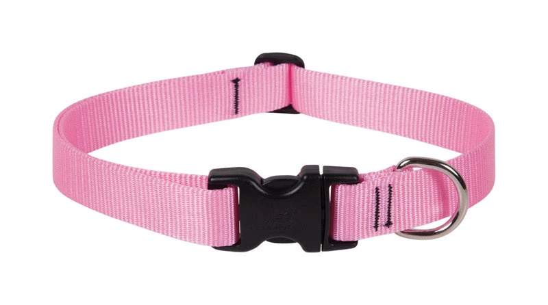 Basic Solids Pink Nylon Adjustable Dog Collar 12-20 Inch