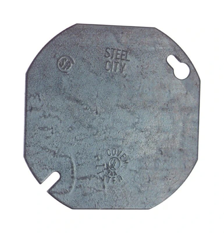 54 C 1 Octagon Steel Outlet Box Cover, 4 Inch, Flat And Blank