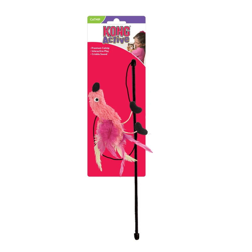 Active Feather Teaser Cat Toy With Crinkle Wand For Engaging Playtime