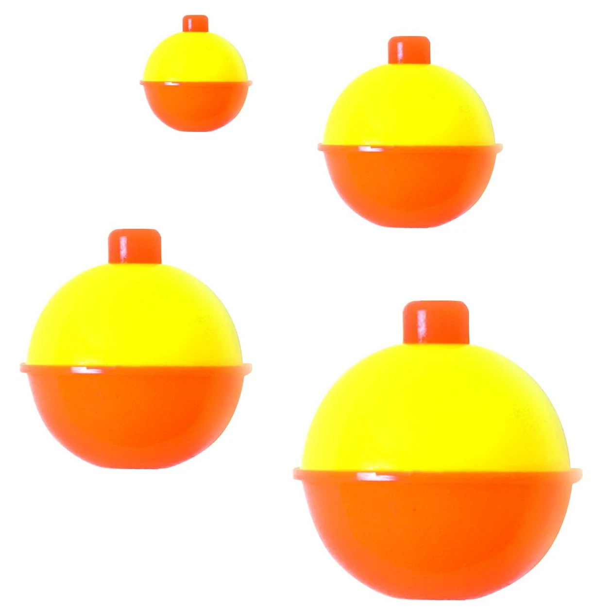SouthBend Assorted Sizes Fluorescent Yellow & Orange Push-Button Fishing Bobber Float (10-Pack)