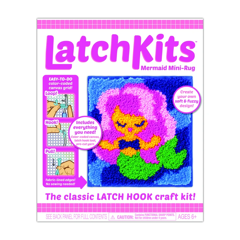 Latchkits Mermaid Mini-rug Craft Kit - 12 X 11 In. Fabric And Steel