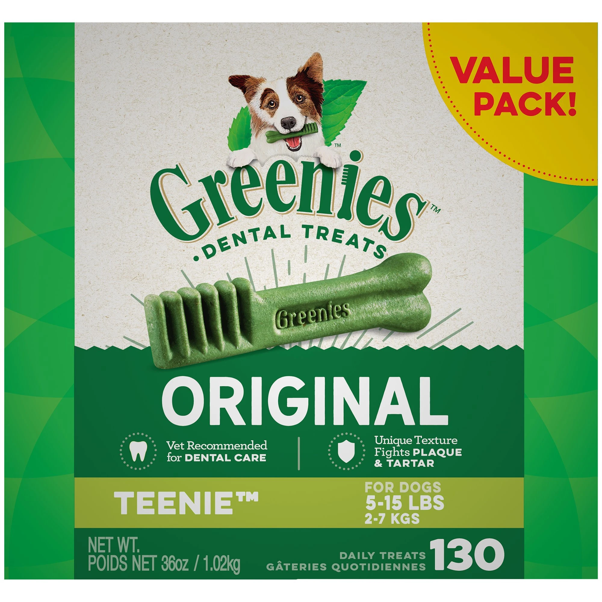 Greenies Original Teenie Dental Dog Treats, 36 oz., Count of 130