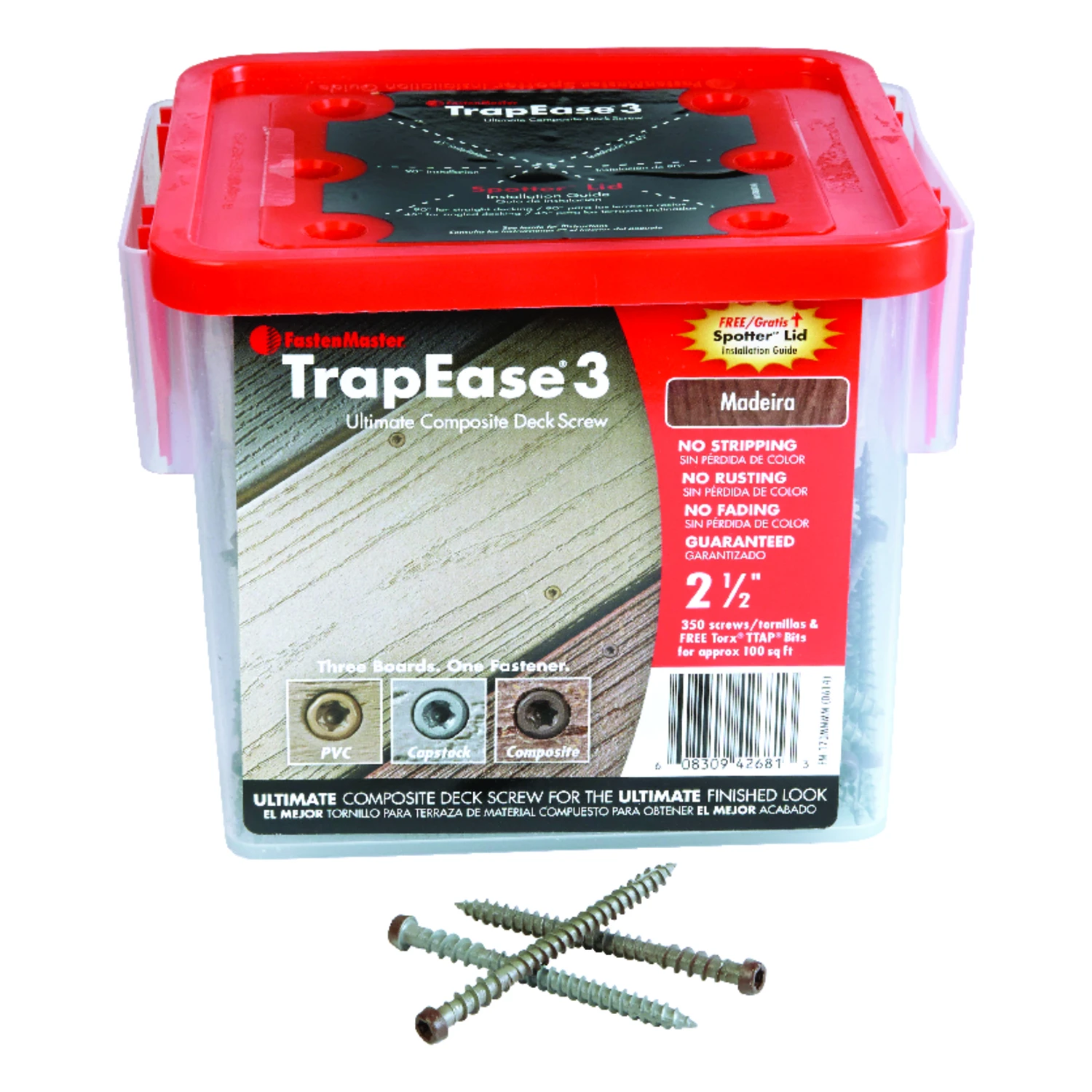 Trapease 3 No. 10 X 2-1/2 In. L Madeira Torx Ttap Flat Head Composite Deck Screws