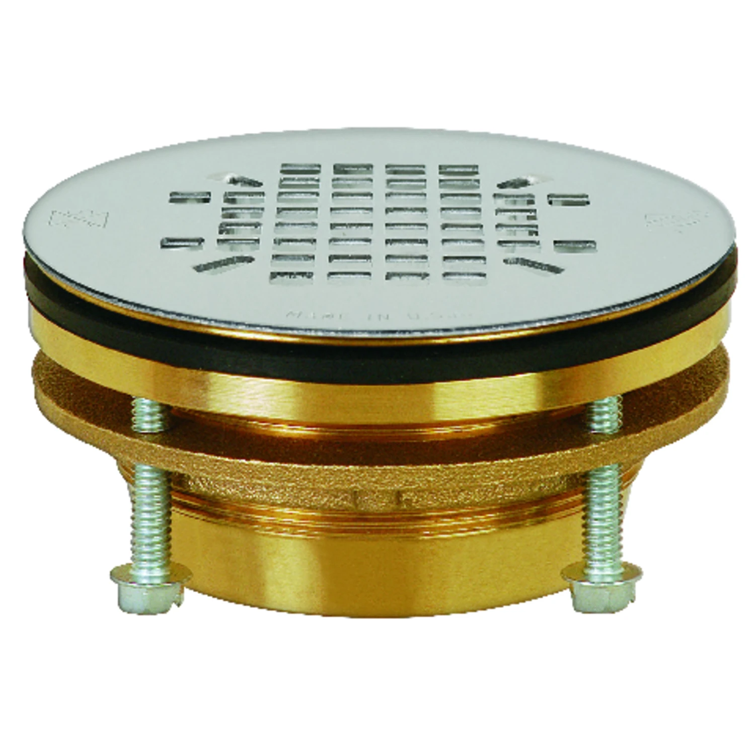 Jackrabbit 2 In. Diameter Brass Shower Drain With Strainer