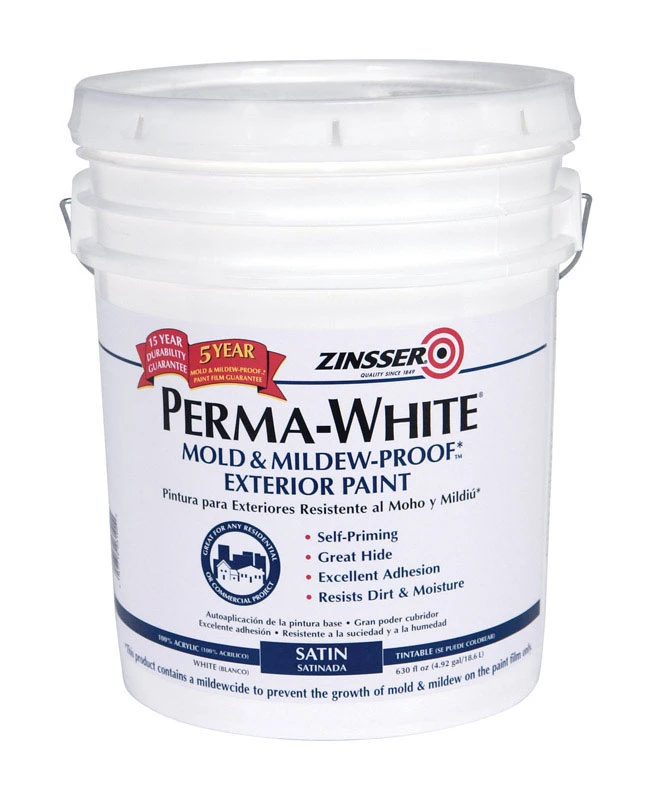 Perma-white Satin White Water-based Mold And Mildew-proof Paint 5 Gallon