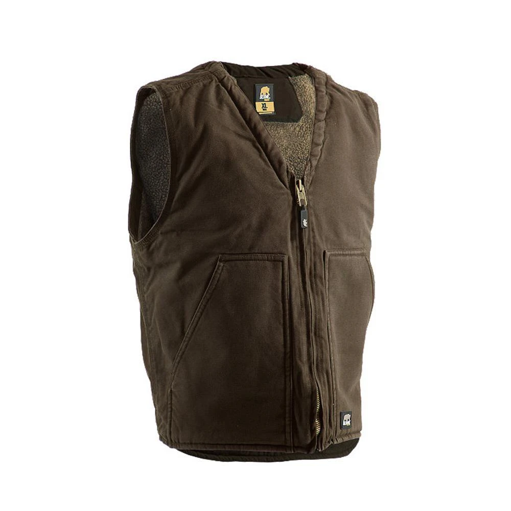 Men's Medium Bark Brown Sherpa Lined Cotton Vest, Model Vw531bbr400
