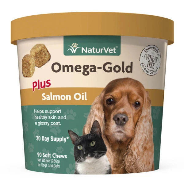 NaturVet Omega-Gold Salmon Oil Dog Chews, Pack of 90 chews