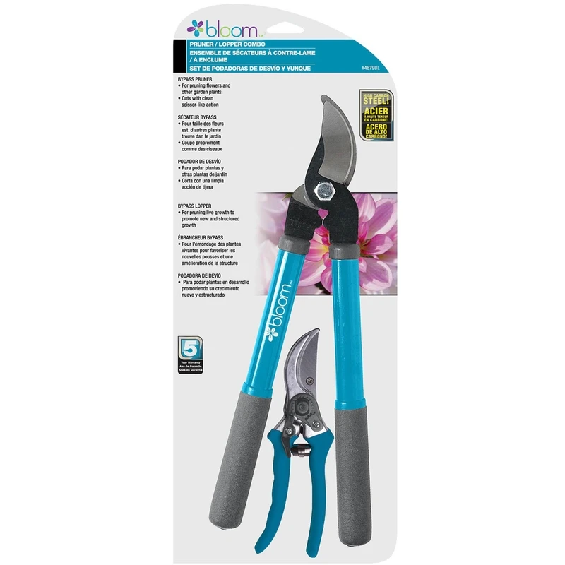 Bond Bloom Carbon Steel Bypass Lopper And Pruner Set - 15 Inch And 8 Inch