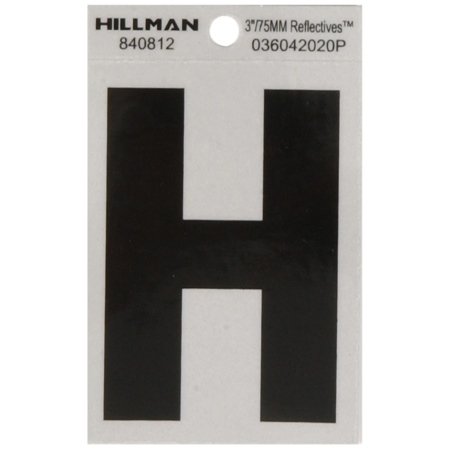 3 In. Reflective Black Vinyl Self-adhesive Letter H - Weather Resistant