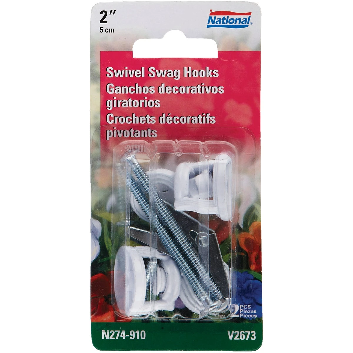 2-inch White Die Cast Swivel Swag Hook N274-910 (2-pack)