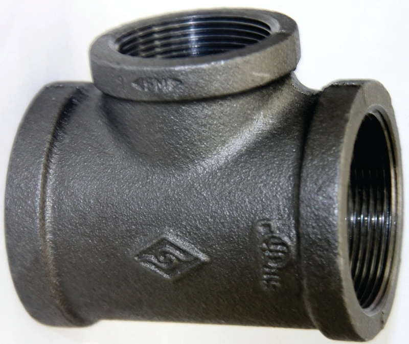 3/4 X 3/4 X 1/2 Inch Black Malleable Iron Reducing Tee Fitting, Model 11a3/4x1/2b