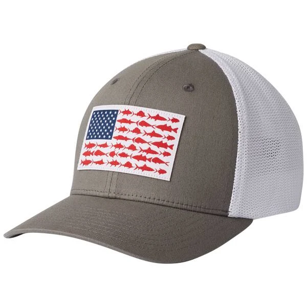 Pfg Mesh Fish Flag Flex Hat - Large/xl, Gray/white