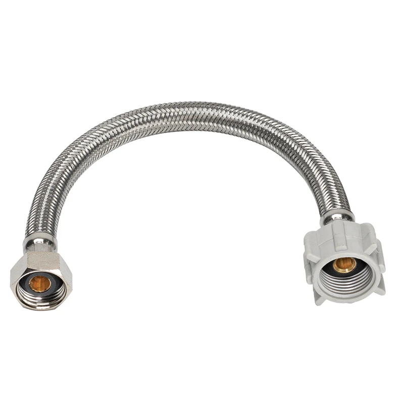 Toilet Connector Supply Line, Braided Stainless Steel, 1/2 FIP x 7/8 B x 16 In.