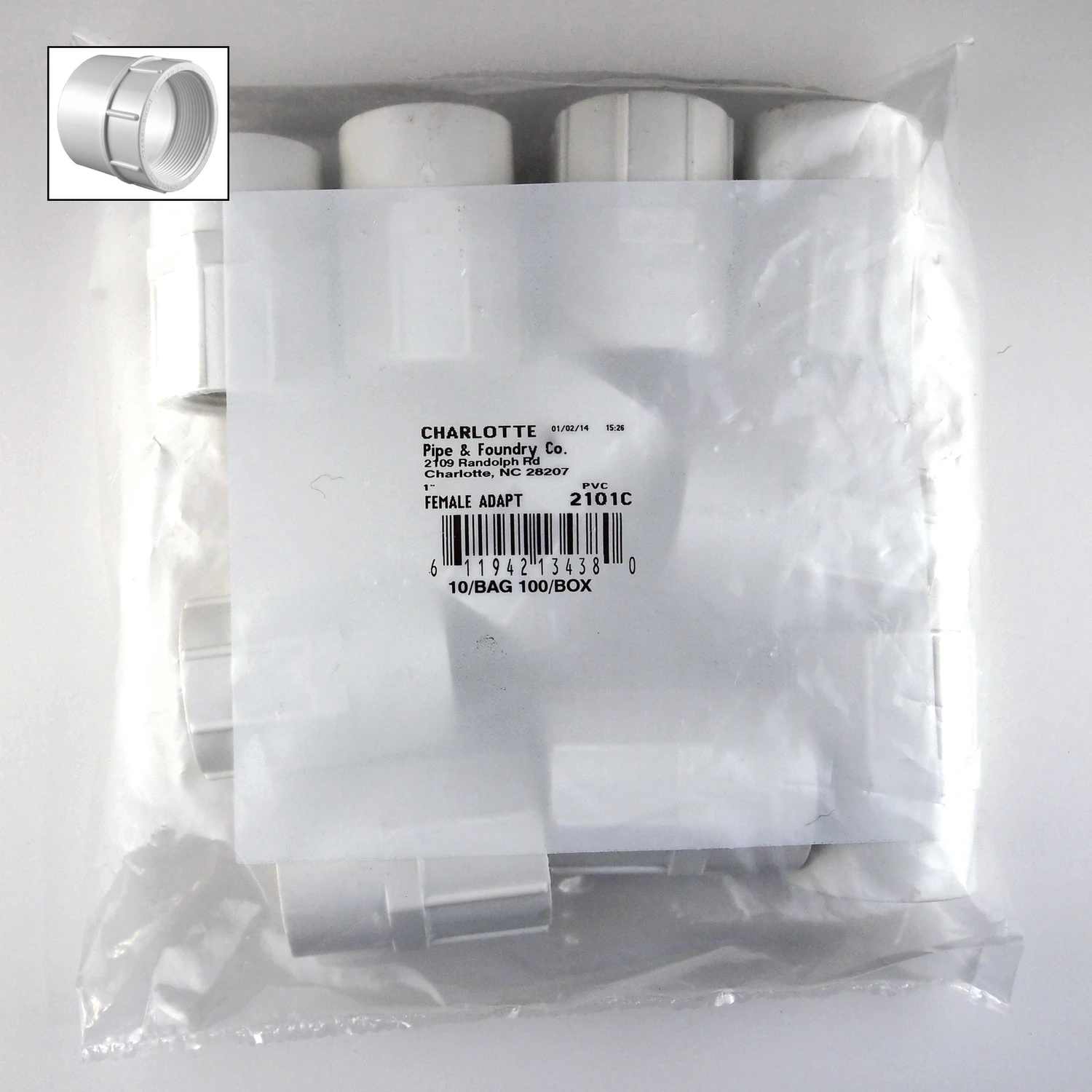 Schedule 40 PVC Pressure Pipe Adapter, 1 In., 10-Pk.