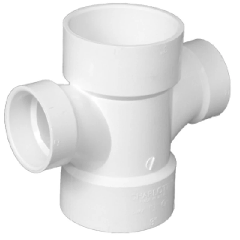 4 In. X 2 In. Schedule 40 Reducing Double Sanitary Pvc Tee