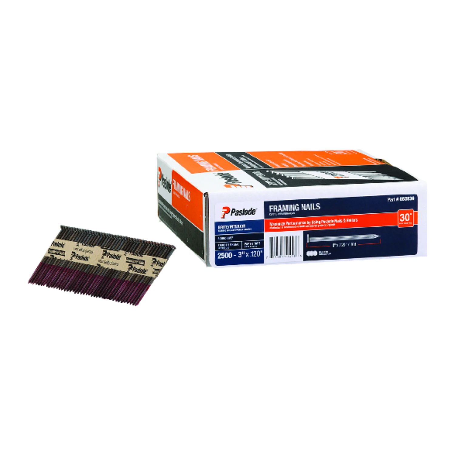 Collated Framing Nails, Smooth Brite 30 Degree, 3 x .120 In., 2,500-Ct.