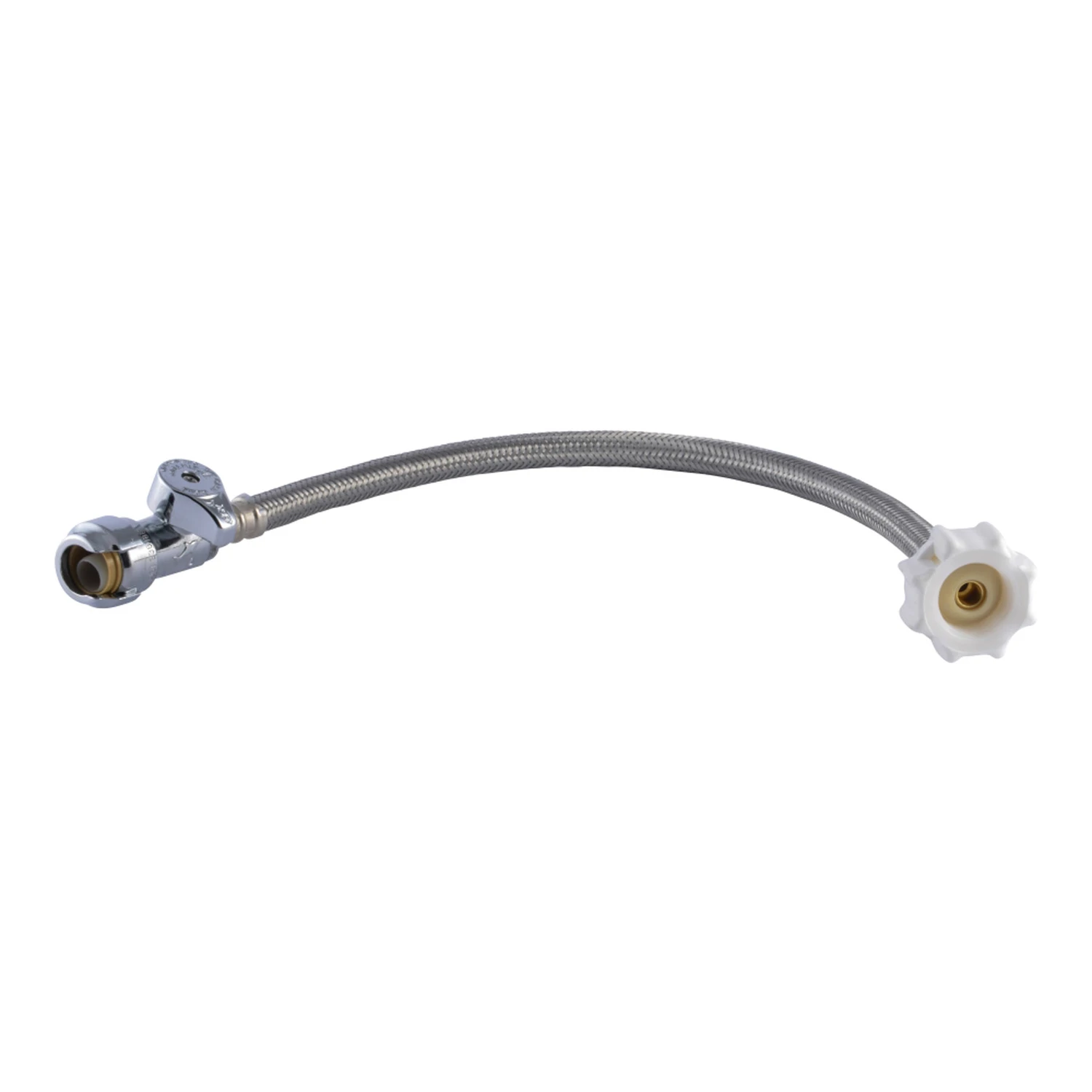 Push-To-Connect Straight Stop Toilet Connector, Click Seal, 1/2 x 7/8 x 16 In.