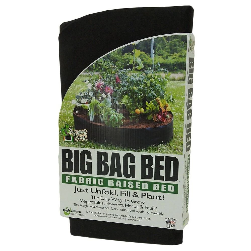 Container Garden Bed, Black Fabric, 100 Gallons, 50 In. Diam. x 12 In. High
