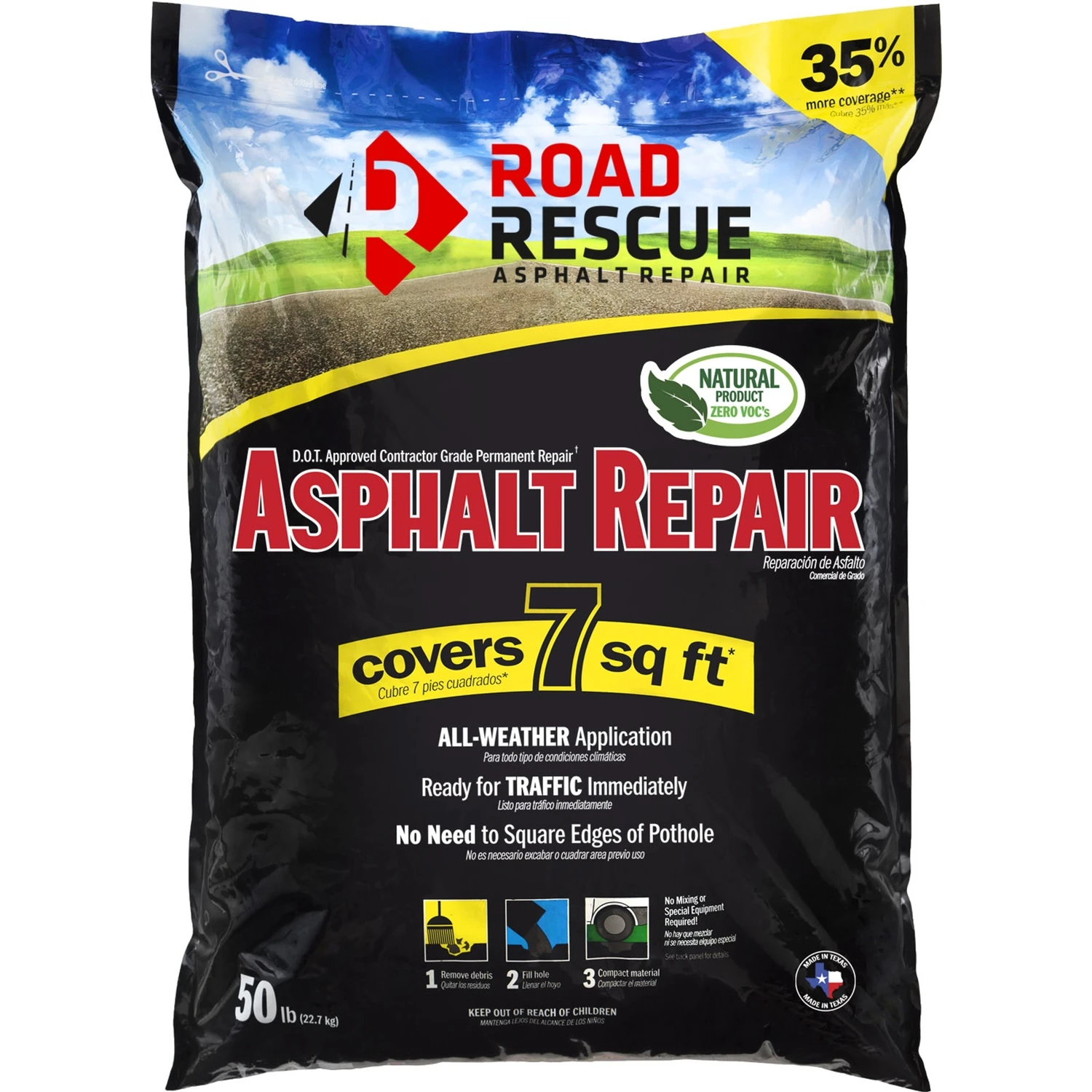 50 Lb. Blacktop Patch Asphalt Repair - Covers 7 Sq. Ft.