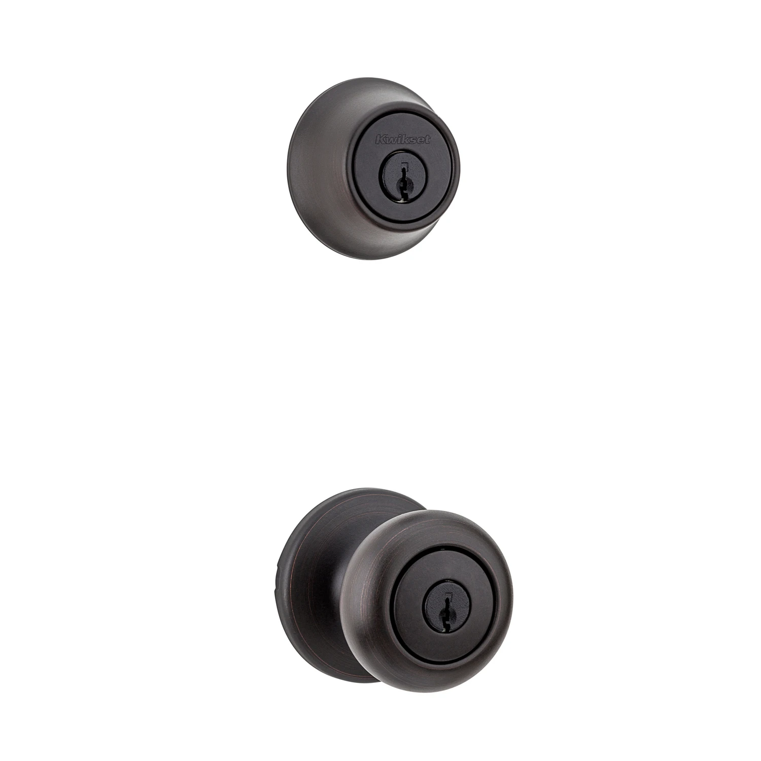 Cove Venetian Bronze Deadbolt And Door Knob Combo Pack With Adjustable Latch