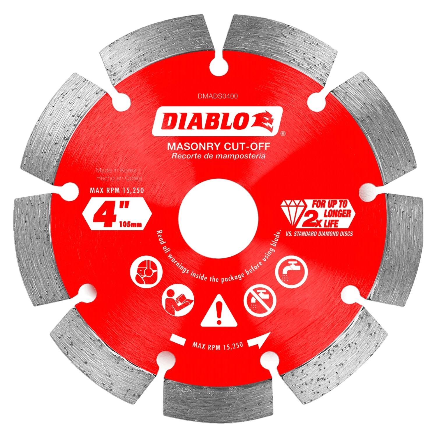 Diablo 4 In. Segmented Rim Dry/Wet Cut Diamond Blade