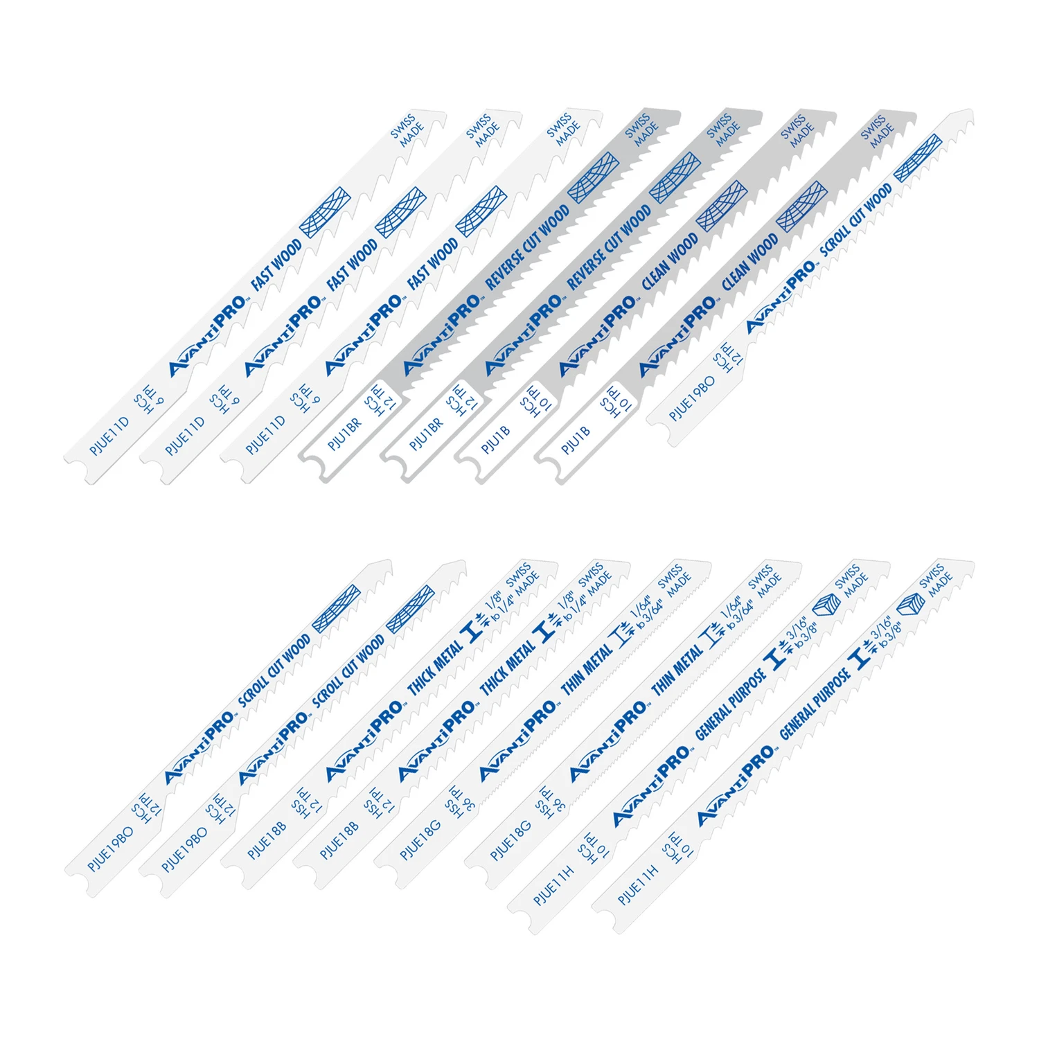 16-Pc. U-Shank Jigsaw Blade Set, For Wood & Metal