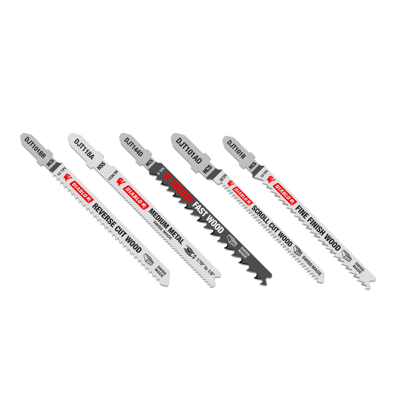 5-piece T-shank High Carbon & High Speed Steel Jig Saw Blade Set For Wood & Metal
